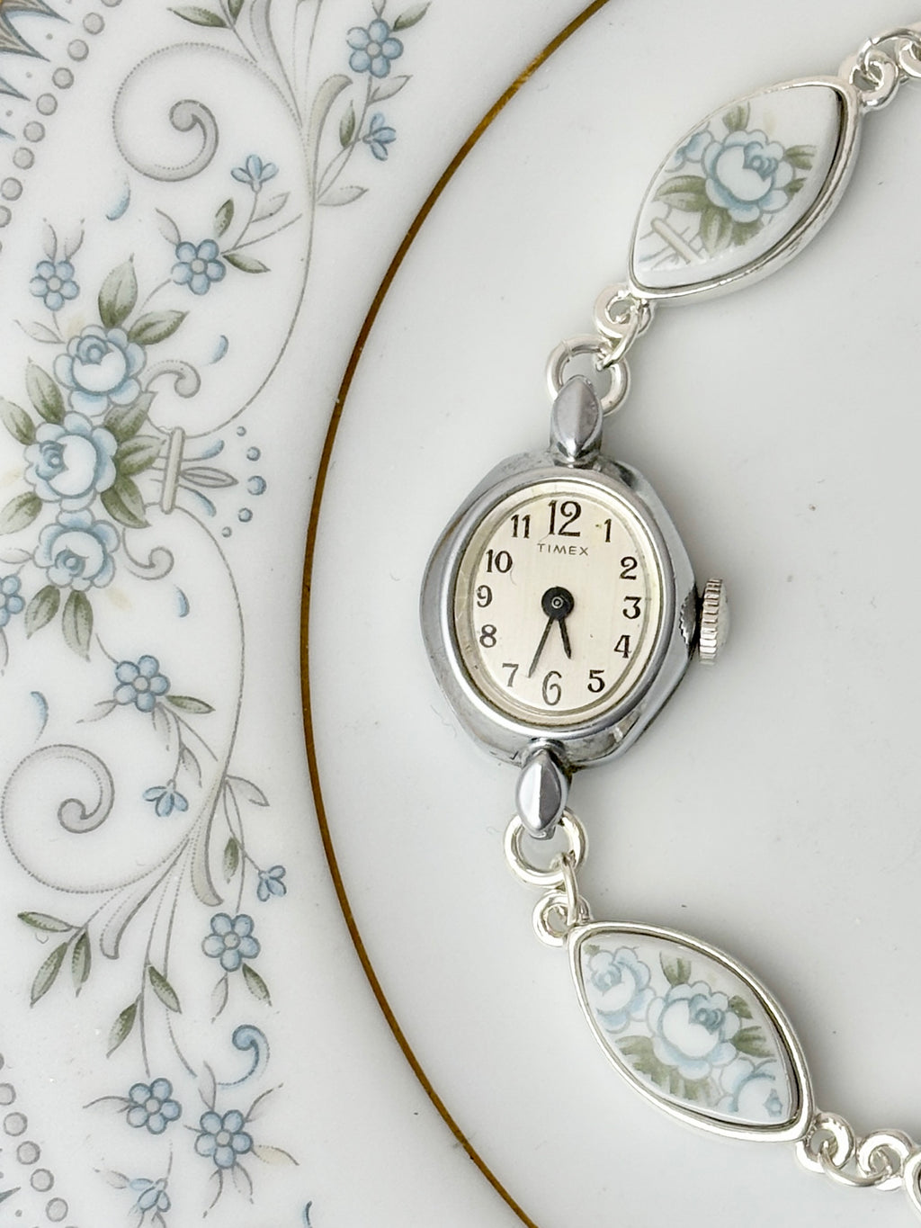 Vintage manual Silver Timex with Noritake Noble