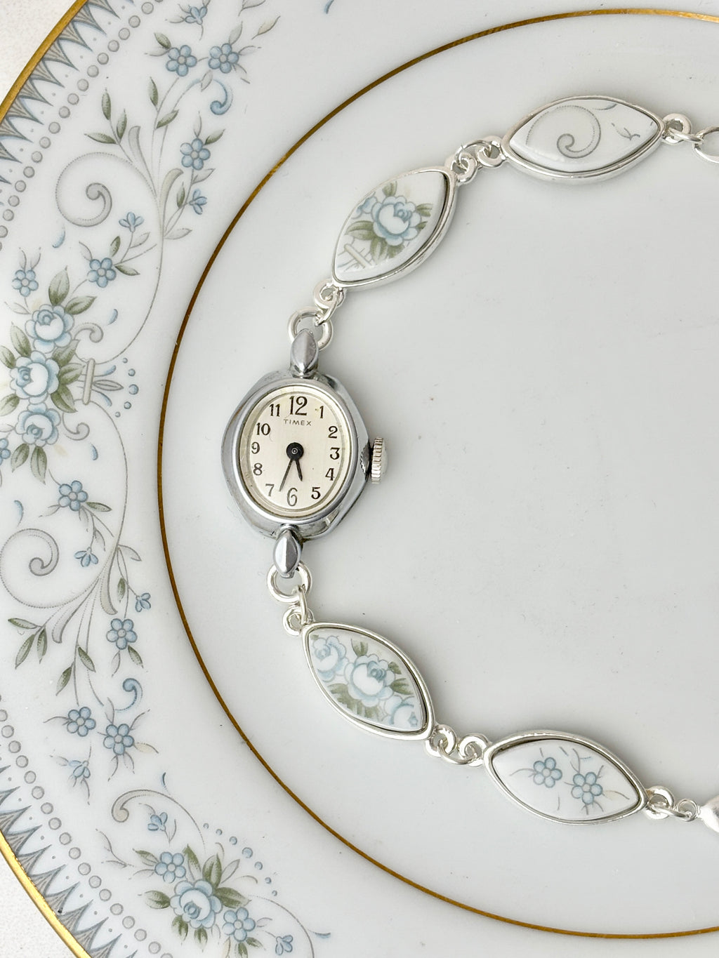 Vintage manual Silver Timex with Noritake Noble