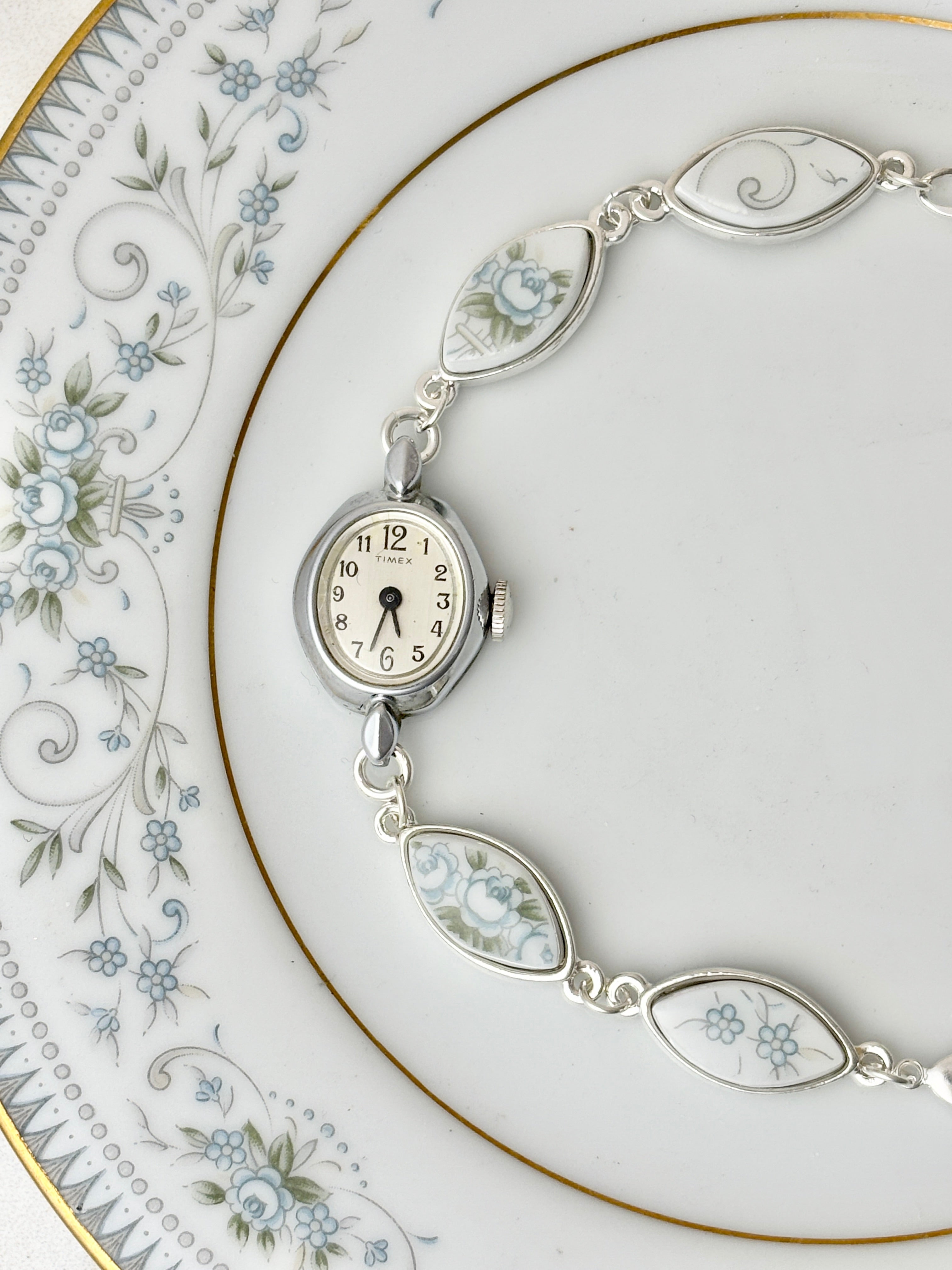 Vintage manual Silver Timex with Noritake Noble