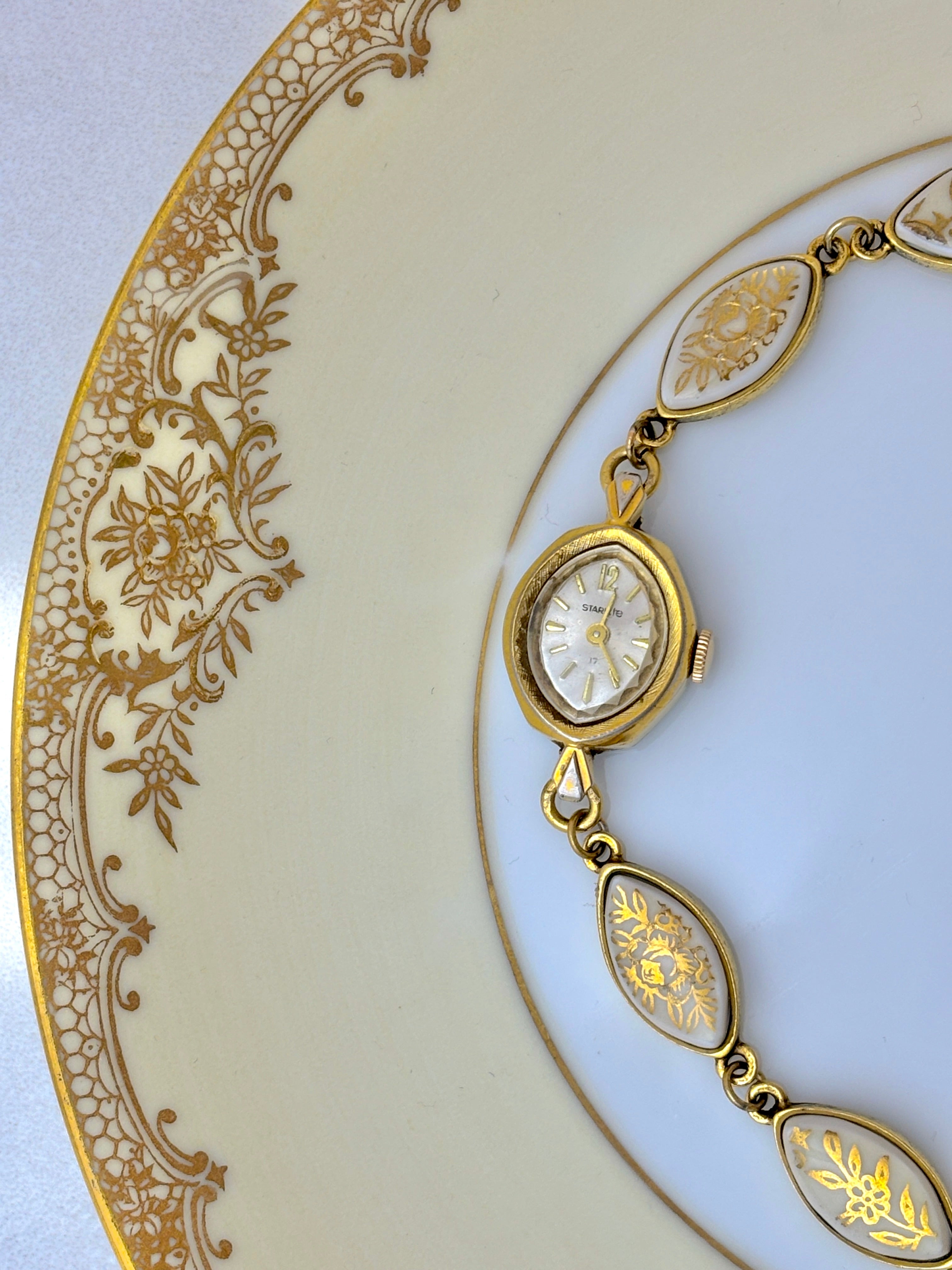 Antique Starlite manual watch with Noritake China