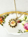 Country RoseSunflower Antique Gold Necklace