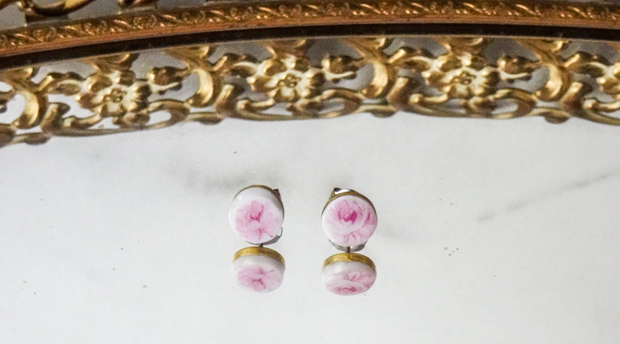 Pink Rose Studs
