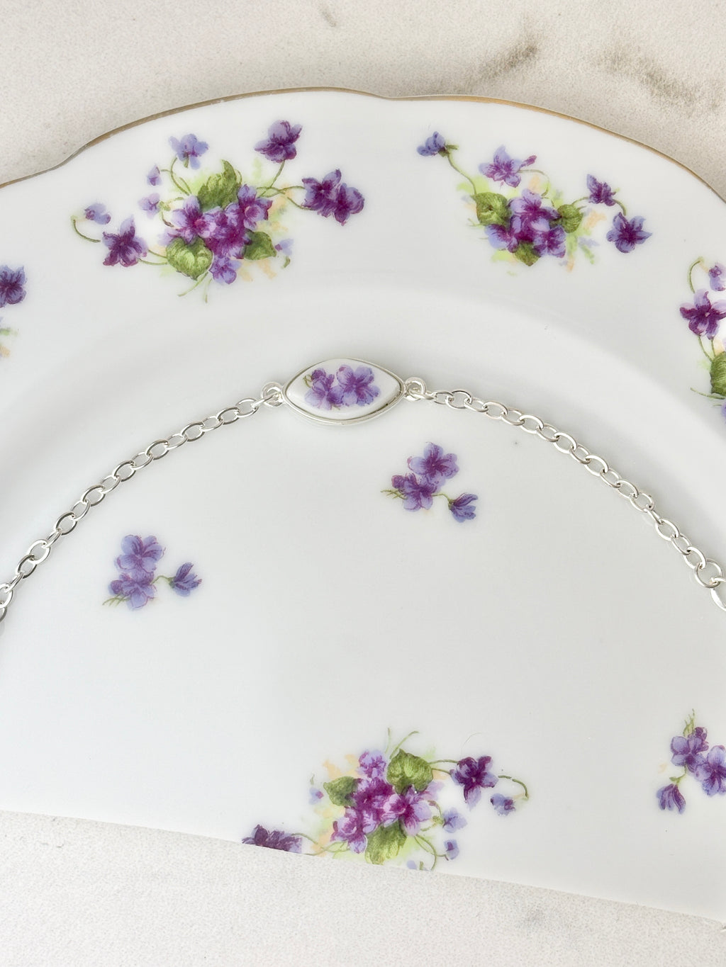 Lefton Violets Silver Bracelet