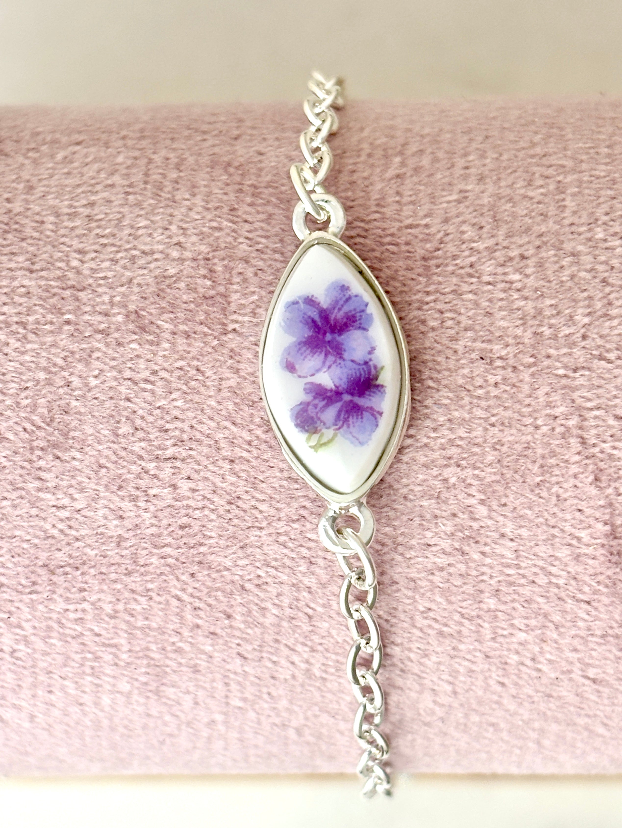 Lefton Violets Silver Bracelet