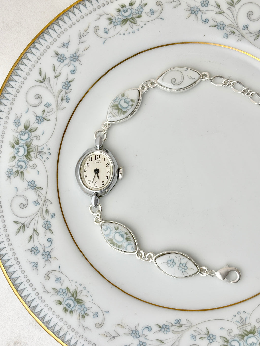 Vintage manual Silver Timex with Noritake Noble
