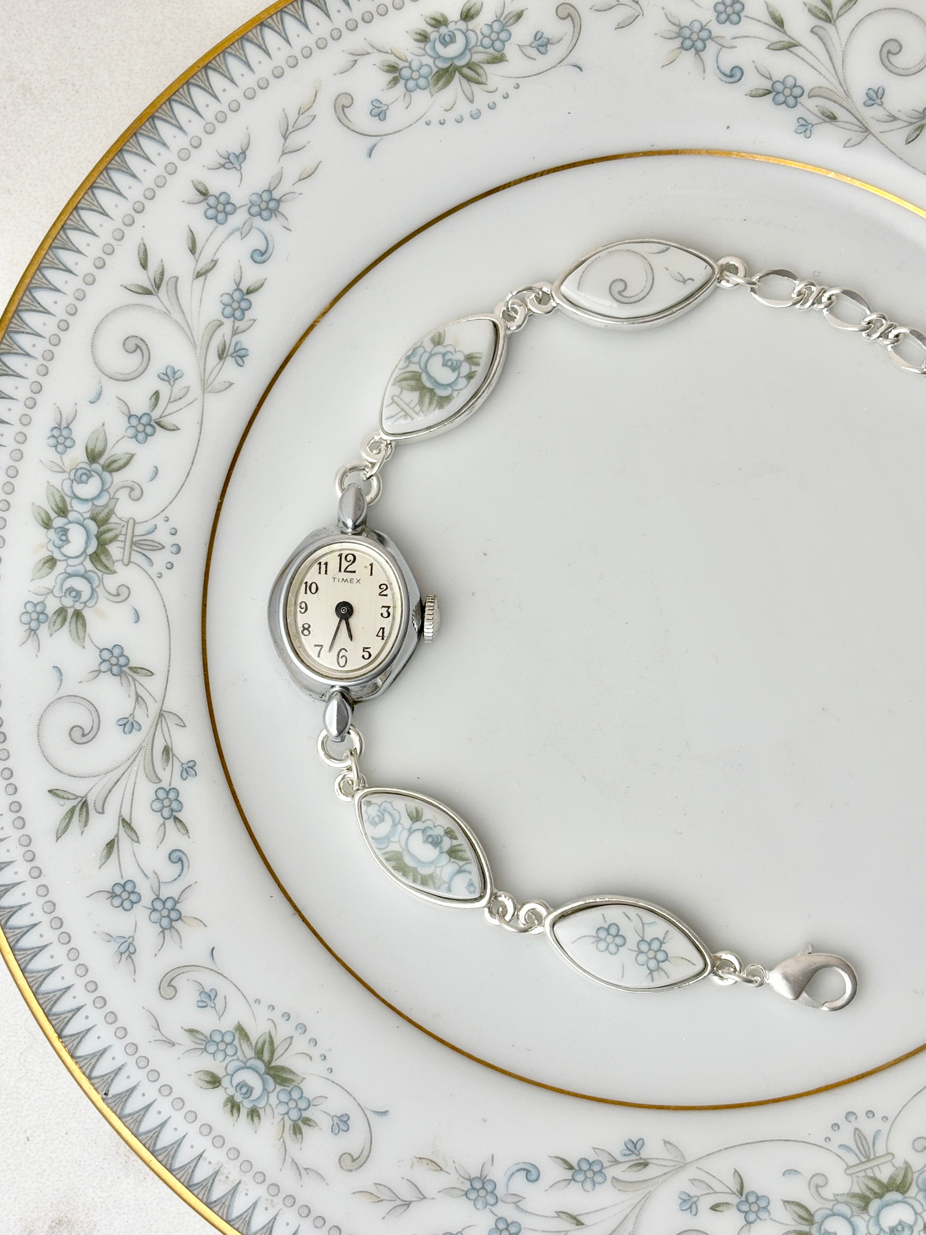 Vintage manual Silver Timex with Noritake Noble