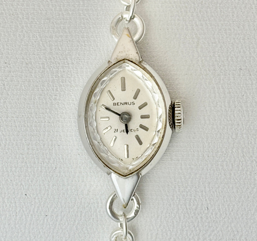Vintage MANUAL Silver Benrus with Blue Faces