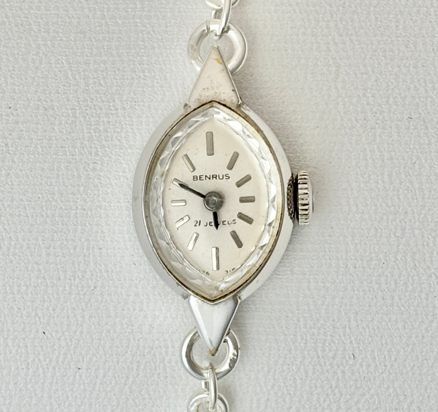 Vintage MANUAL Silver Benrus with Blue Faces