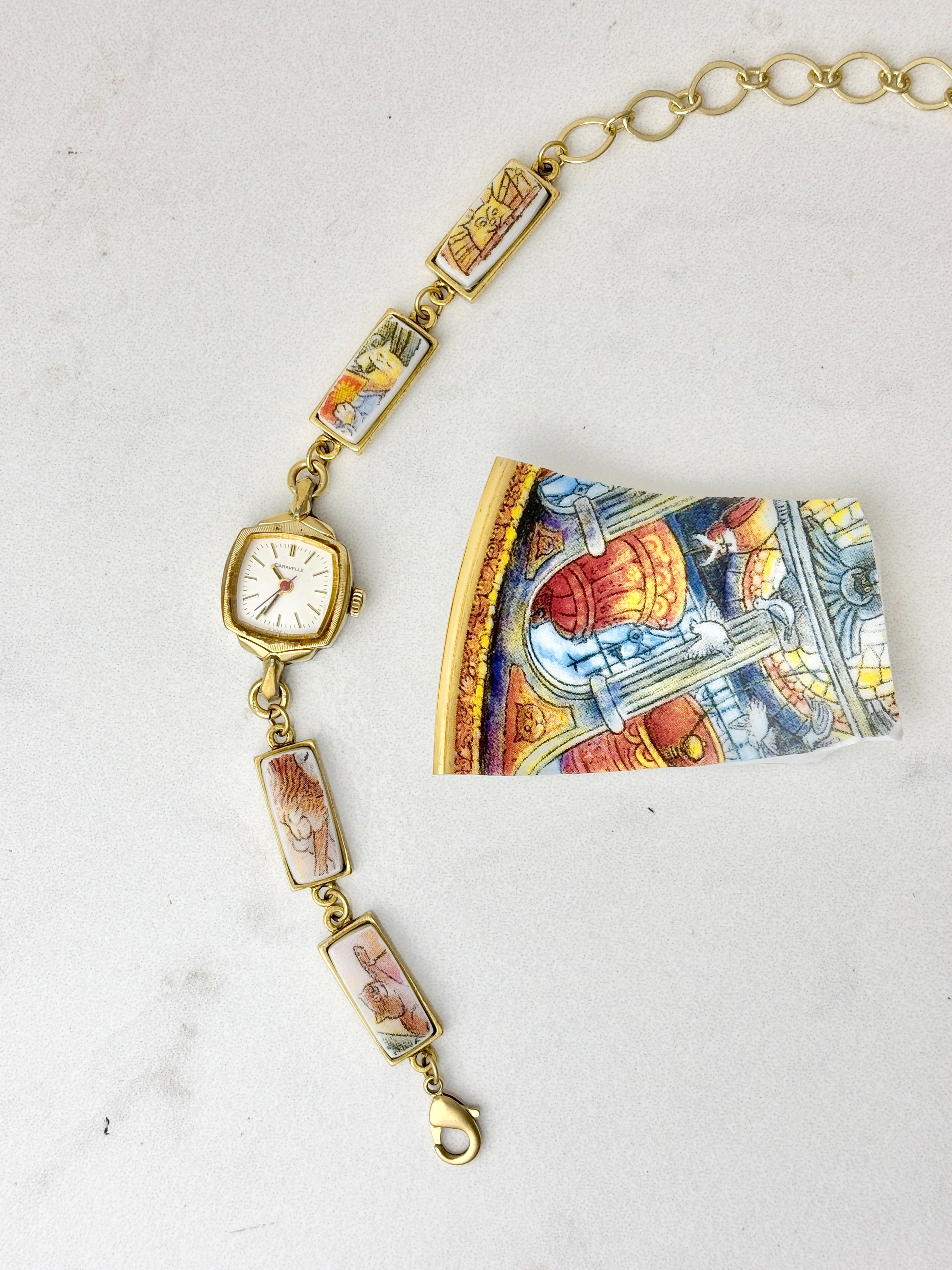 Vintage Caravelle watch with Sistine Chapel Holy Cats