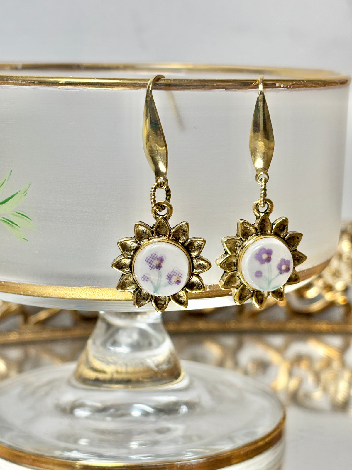 Purple Flower Sunflower Earrings