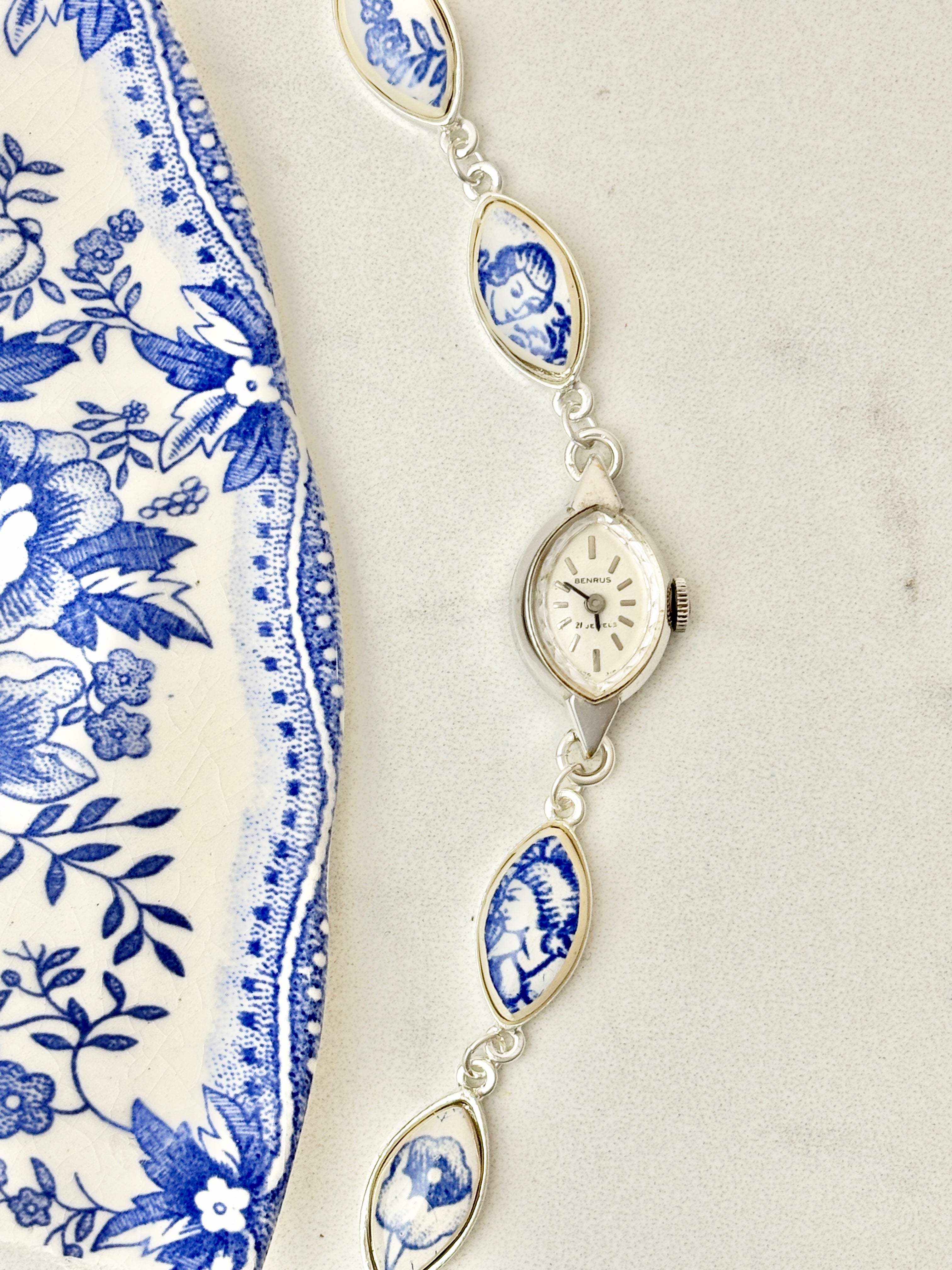 Vintage MANUAL Silver Benrus with Blue Faces