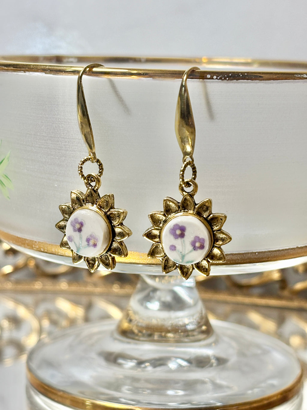 Purple Flower Sunflower Earrings