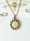 Crest Norleans Sunflower Antique Gold Necklace