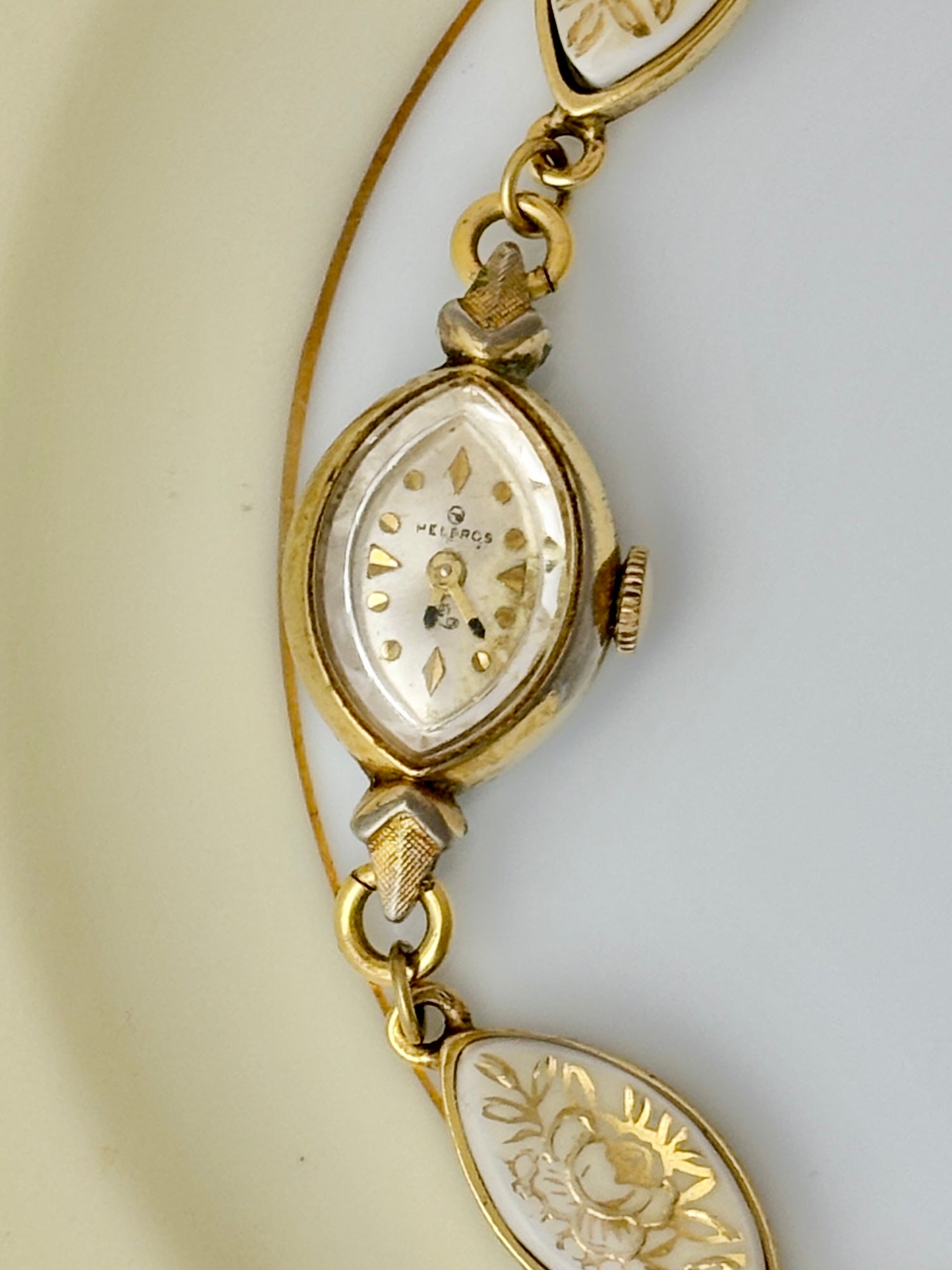 Antique Helbros manual watch with Noritake China