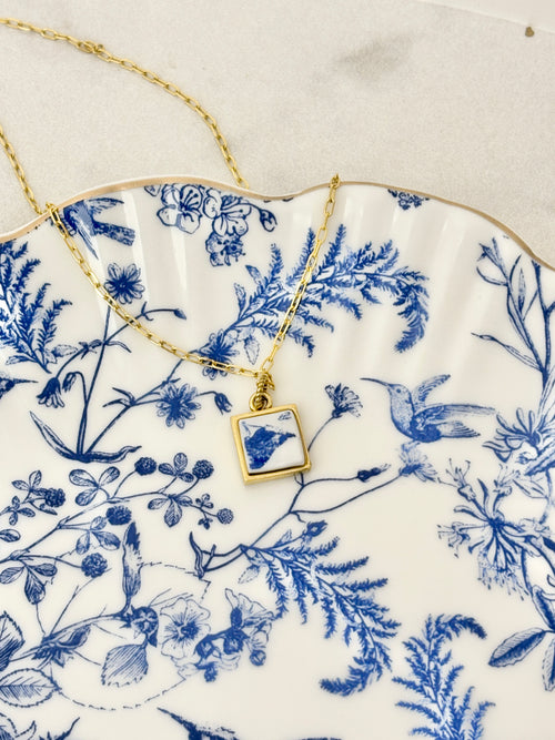 Blue Bird Gold Antique Gold Necklace (Jakey Bird)